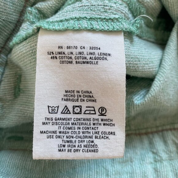 Pilcro green linen pants Womens 8 wide leg mid rise spring embroidered casual - Picture 14 of 14